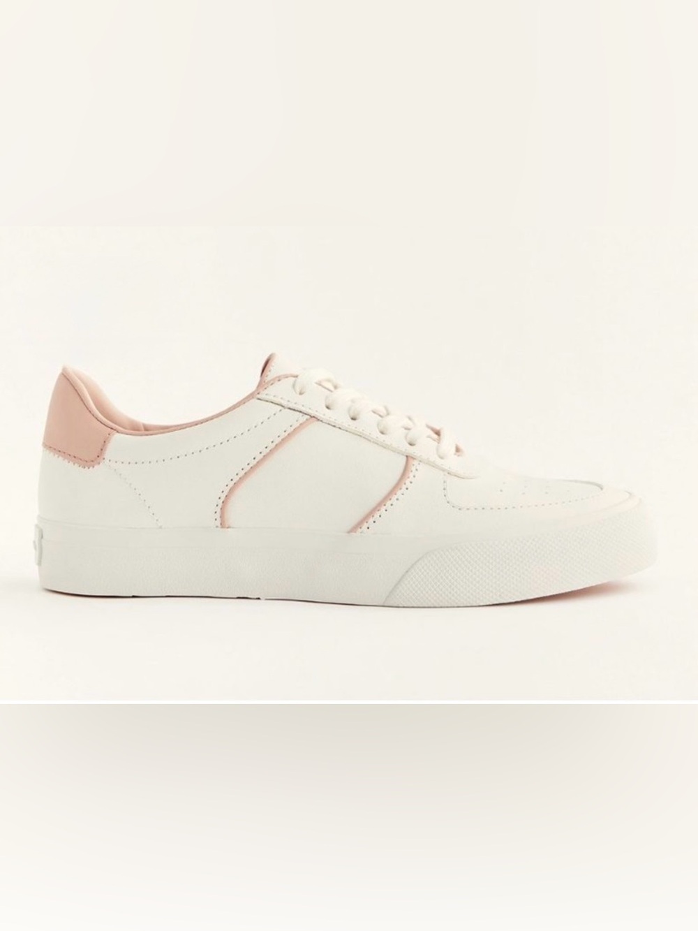 Reformation Harlow White Low-Top Lace Up Sneakers w Blush Accents Size 11 NIB